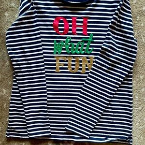 Oh What Fun Talbots Navy/White Stripe Christmas Top
